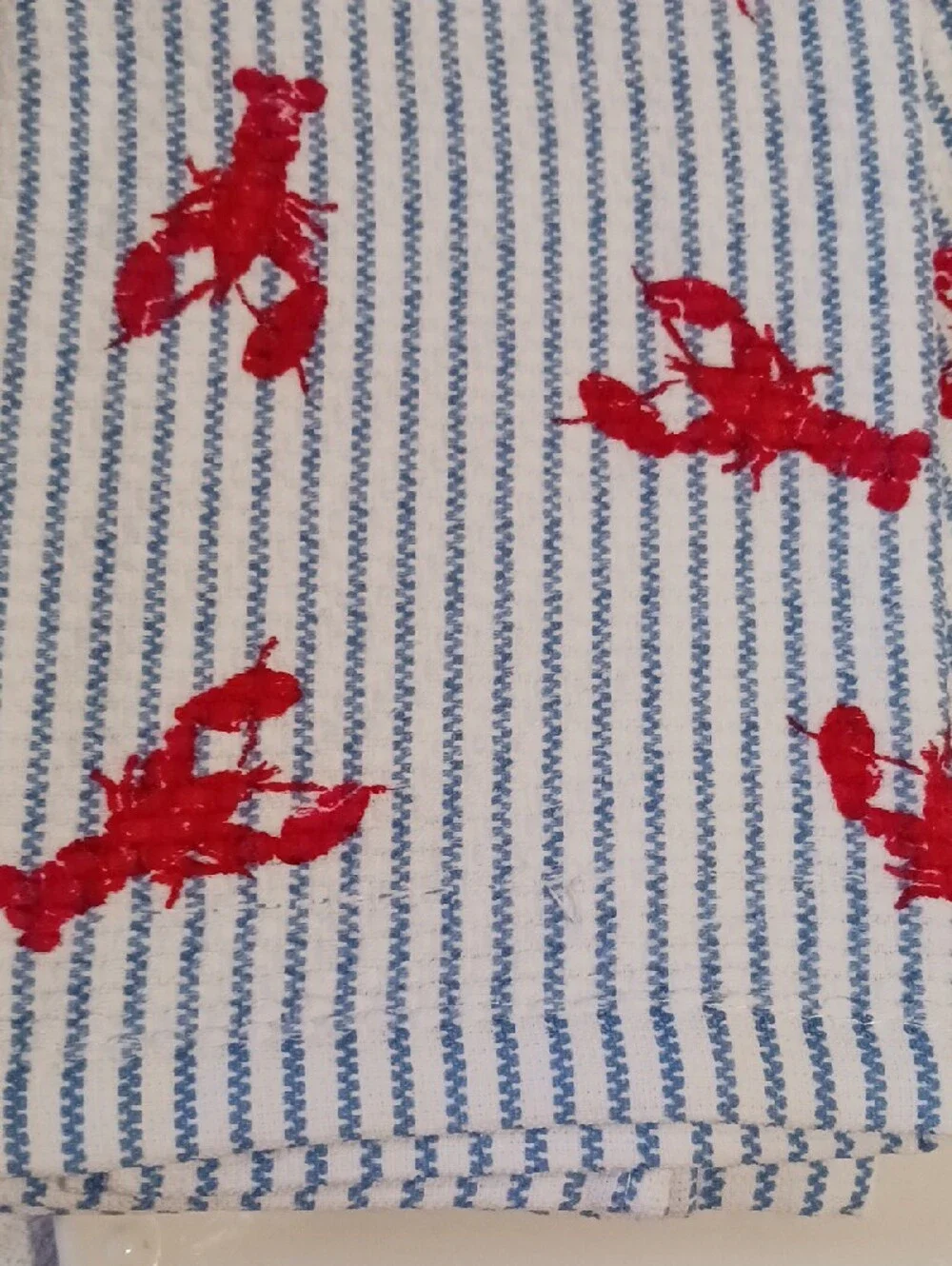 KitchenAid Blue & White Striped Kitchen Towels with Red Lobster Print 🦞
